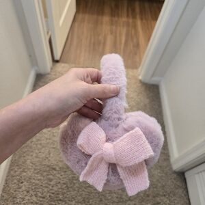 Pink Fuzzy Earmuffs with Bow